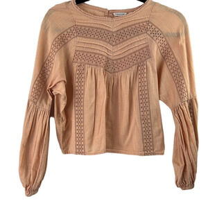 Cover Story Peach Cotton Boxy Long Sleeve Blouse